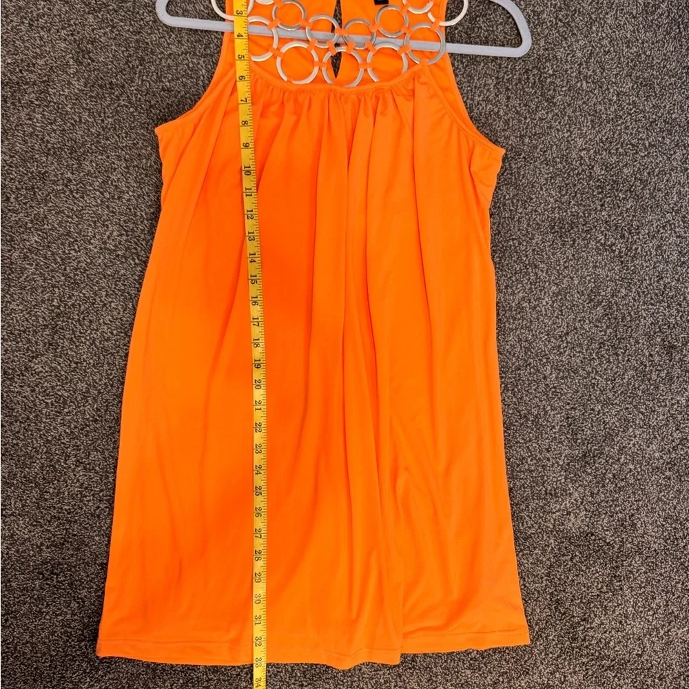 Boston Proper Orange Gold Ring Design Pullover Summer Dress size XS Knee length - Picture 11 of 11